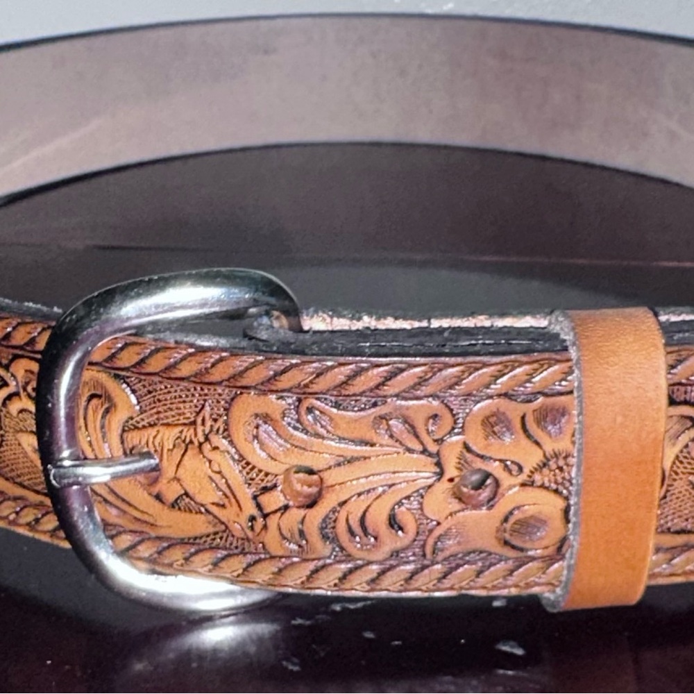 Western custom tooled belt